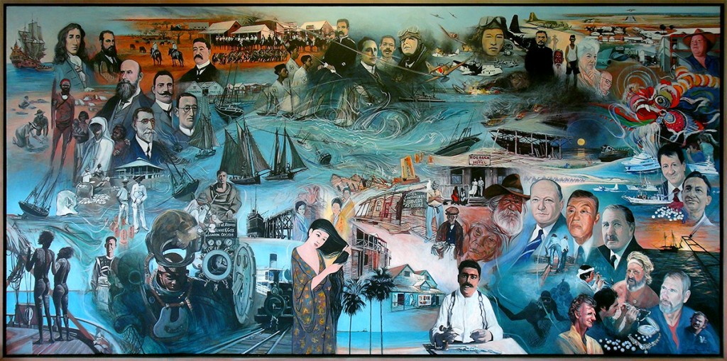 Broome Odyssey, 5'3"h x 11'w (1.6m x 3.35m) acrylic on canvas by James Baines, 1989-2012.
